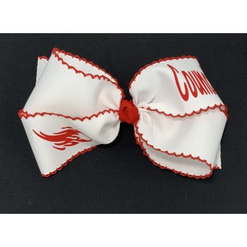 Council Elementary (White) / Red Pico Stitch Bow - 7 Inch